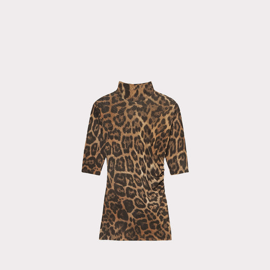 Leopard High Neck Top