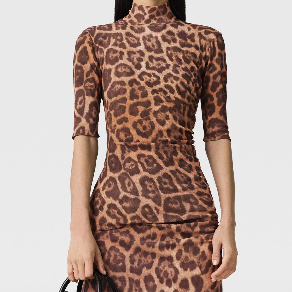 Leopard High Neck Top