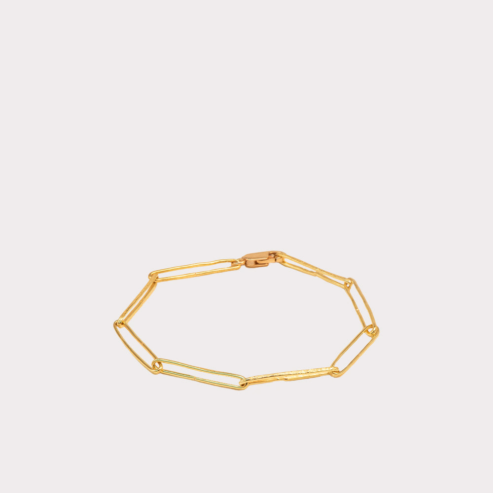 18ct Yellow Gold Hammered Link Chain Bracelet