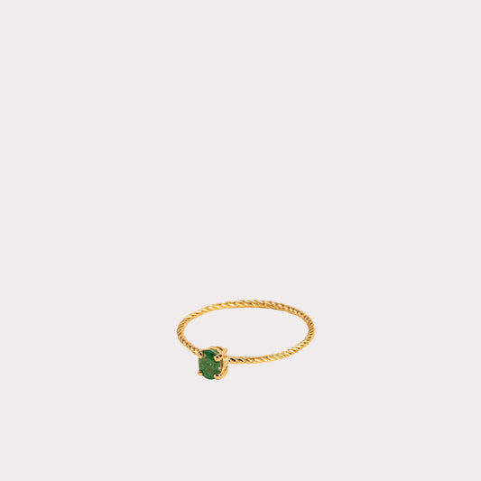 18kt Gold Twisted Ring With Emerald