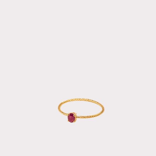 18kt Gold Twisted Ring With Ruby