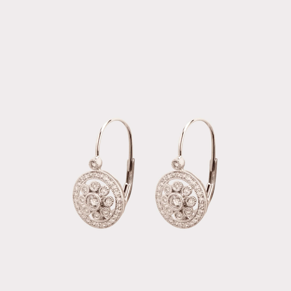 18kt White Gold Earring with Diamond Rosas