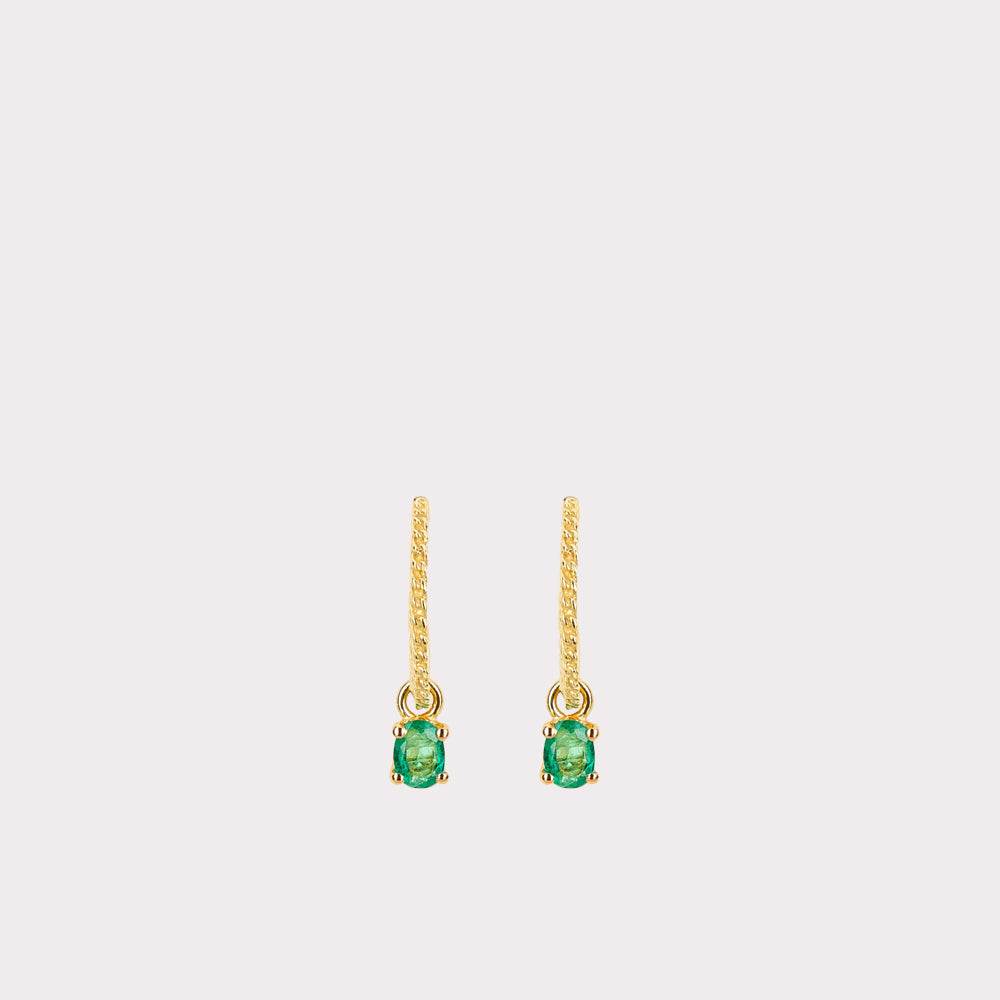 18kt Gold Hoop Earrings With Emerald